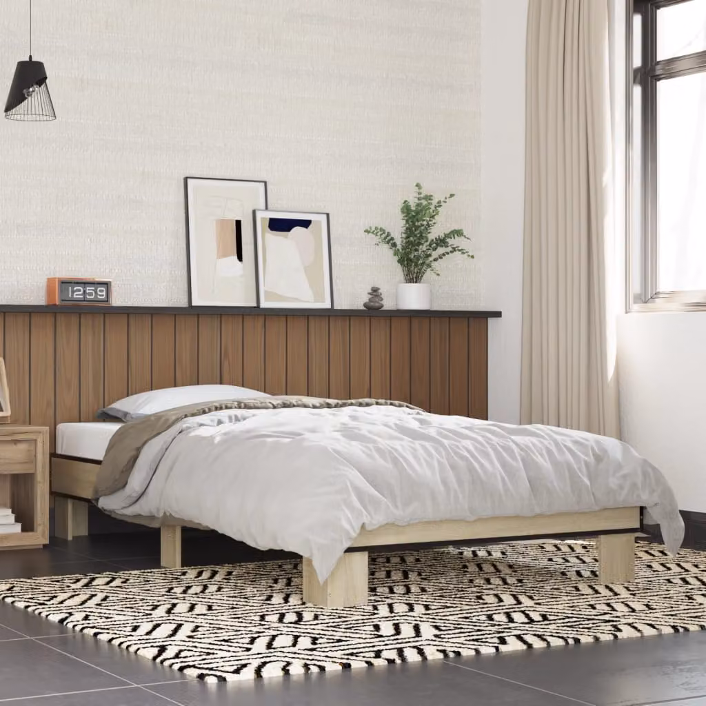 Giroletto vidaXL in Rovere Sonoma, Legno Multistrato e Metallo, L: 78 cm, P: 193 cm, H: 30 cm