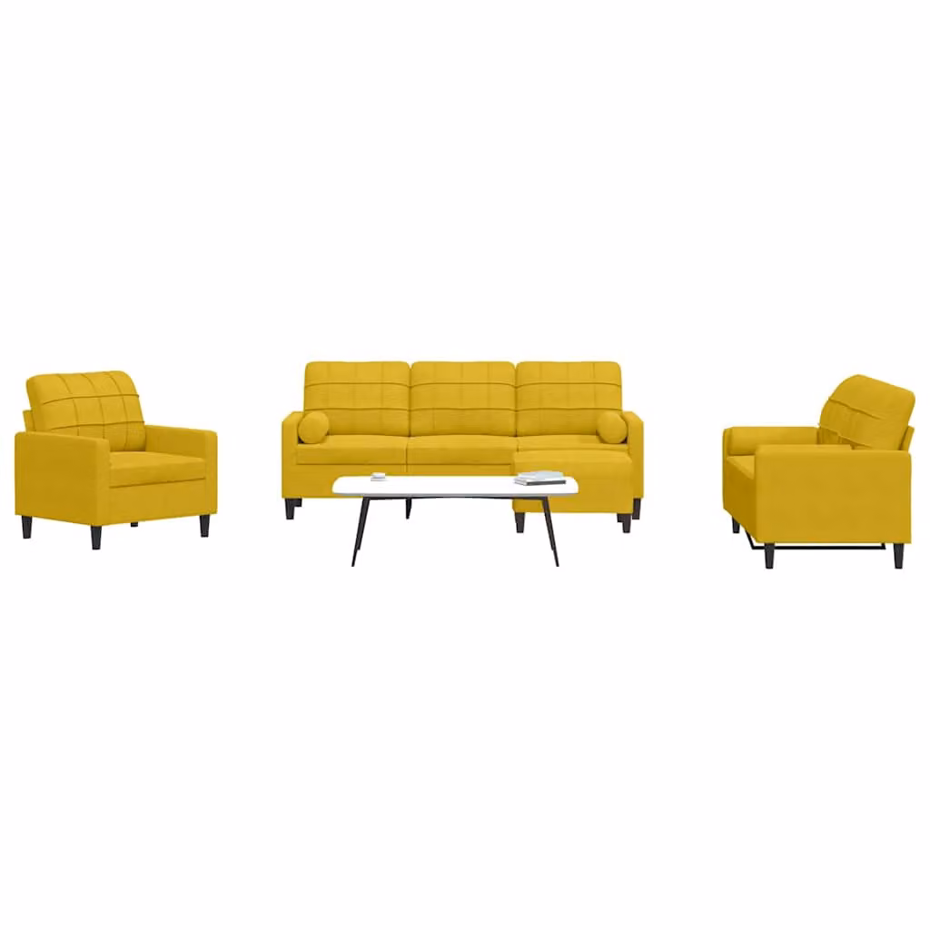 vidaXL Set di Divani 4 pz con Cuscini e Rinforzi Giallo in Velluto