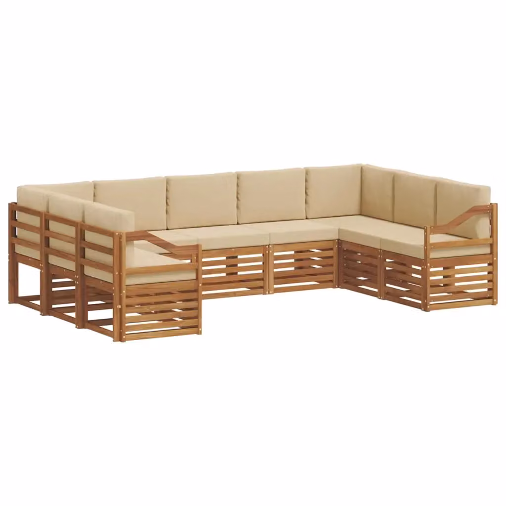 Set di divani da esterno a L vidaXL in legno di acacia con cuscini, Beige – 2