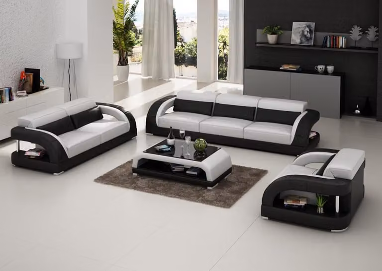 Ledersofa Couch Sofagarnitur 3+2+1 Sitzer Garnituren Design Modern Sofa USB