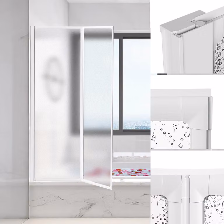 Jayseuw 100x140 cm Parete pieghevole per vasca da bagno con pannello doccia, separé doccia, altezza 140 cm, parete pieghevole per doccia, bianco