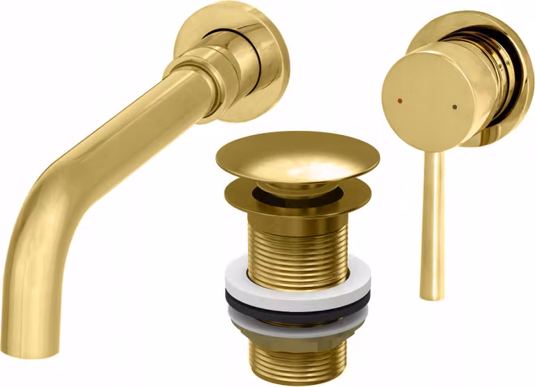 Granitan - Rubinetto per lavabo - Rubinetto da bagno - Incasso - Oro - con tappo "clic-clac" - KIVO