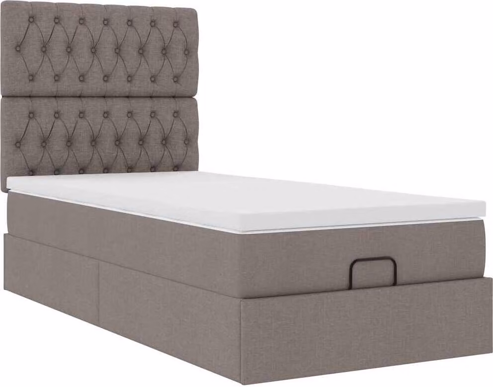 Struttura Letto Pouf con Materasso Tortora 90x190 cm in Tessuto