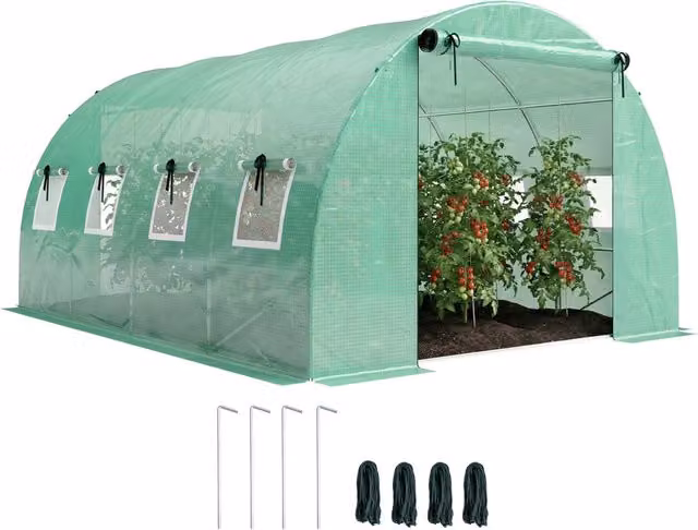 Serra da giardino Minimal verde con porte e finestre a rete L: 4 m, P: 3 m, H: 2 m