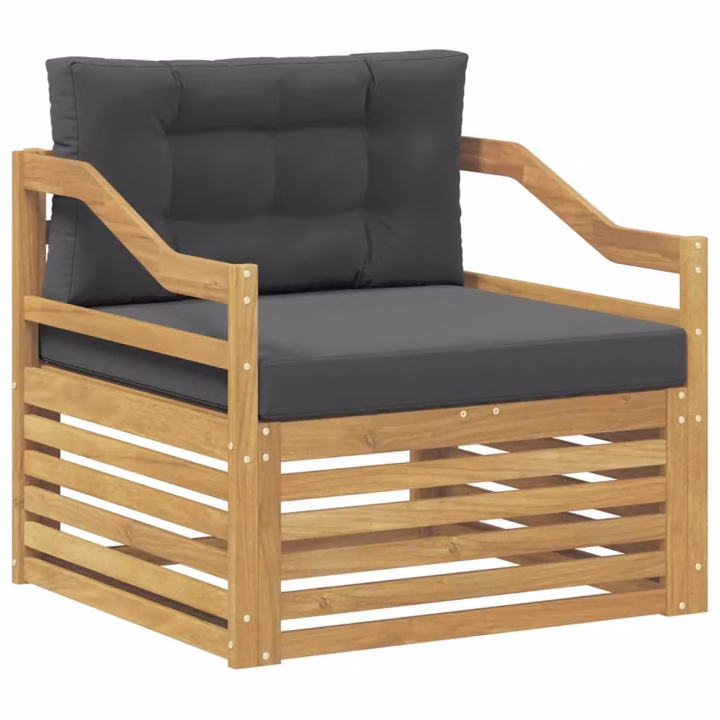 Divano da esterno moderno vidaXL in legno di acacia con imbottitura in tessuto Bianco, Antracite e Grigio