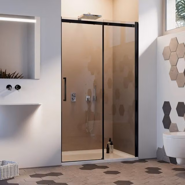 Porta Doccia 110 CM 198 CM Vetro Trasparente 8 MM Versione Destra mod. Prime Black