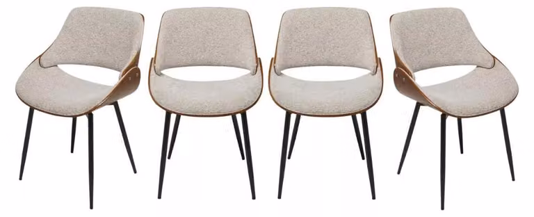 Signature - Set di 4 sedie in noce e tessuto L56 cm - MANNIX