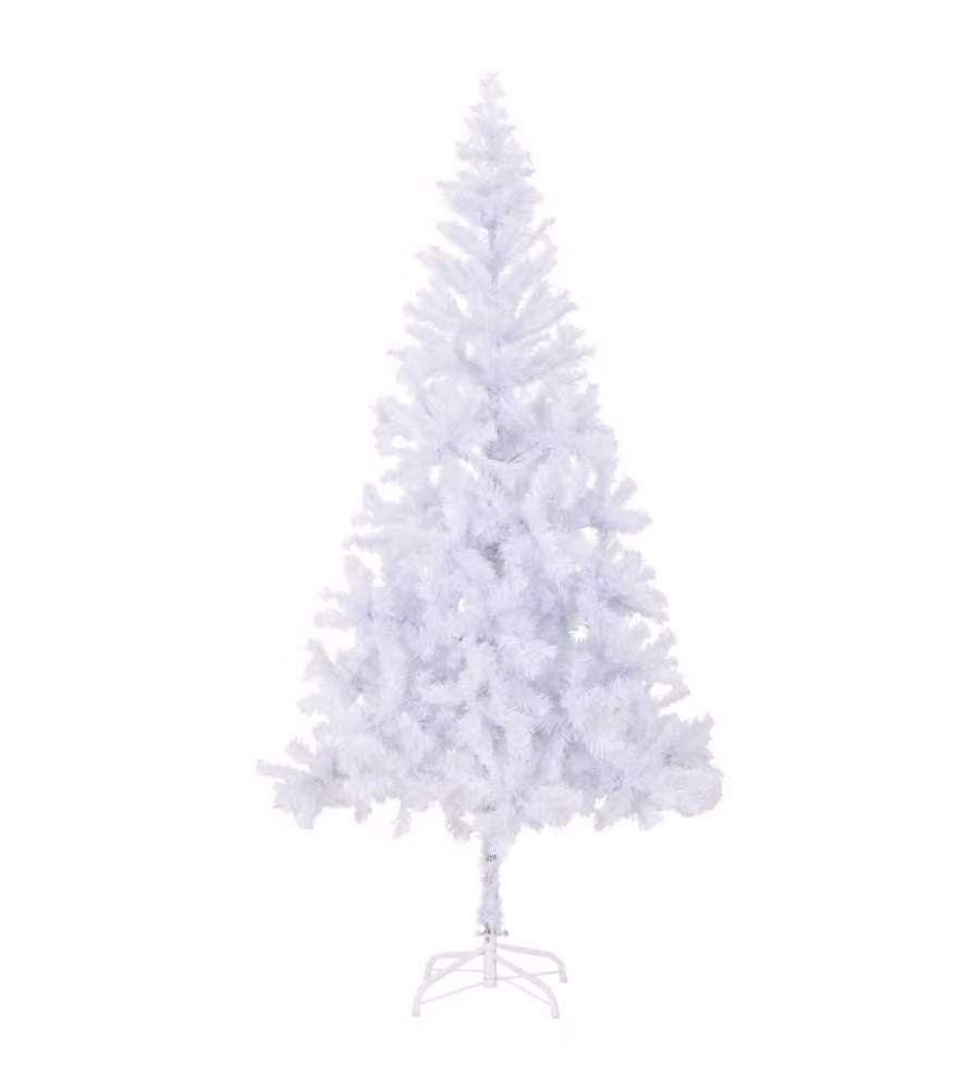 Albero di Natale Artificiale Bianco vidaXL con Supporto in Acciaio e 910 Rami, Altezza: 210 cm
