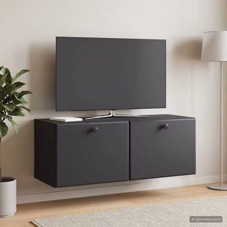 vidaXL Mobile Porta TV da Muro Moderno in MDF Nero L: 78,5 cm, P: 31 cm, H: 30 cm