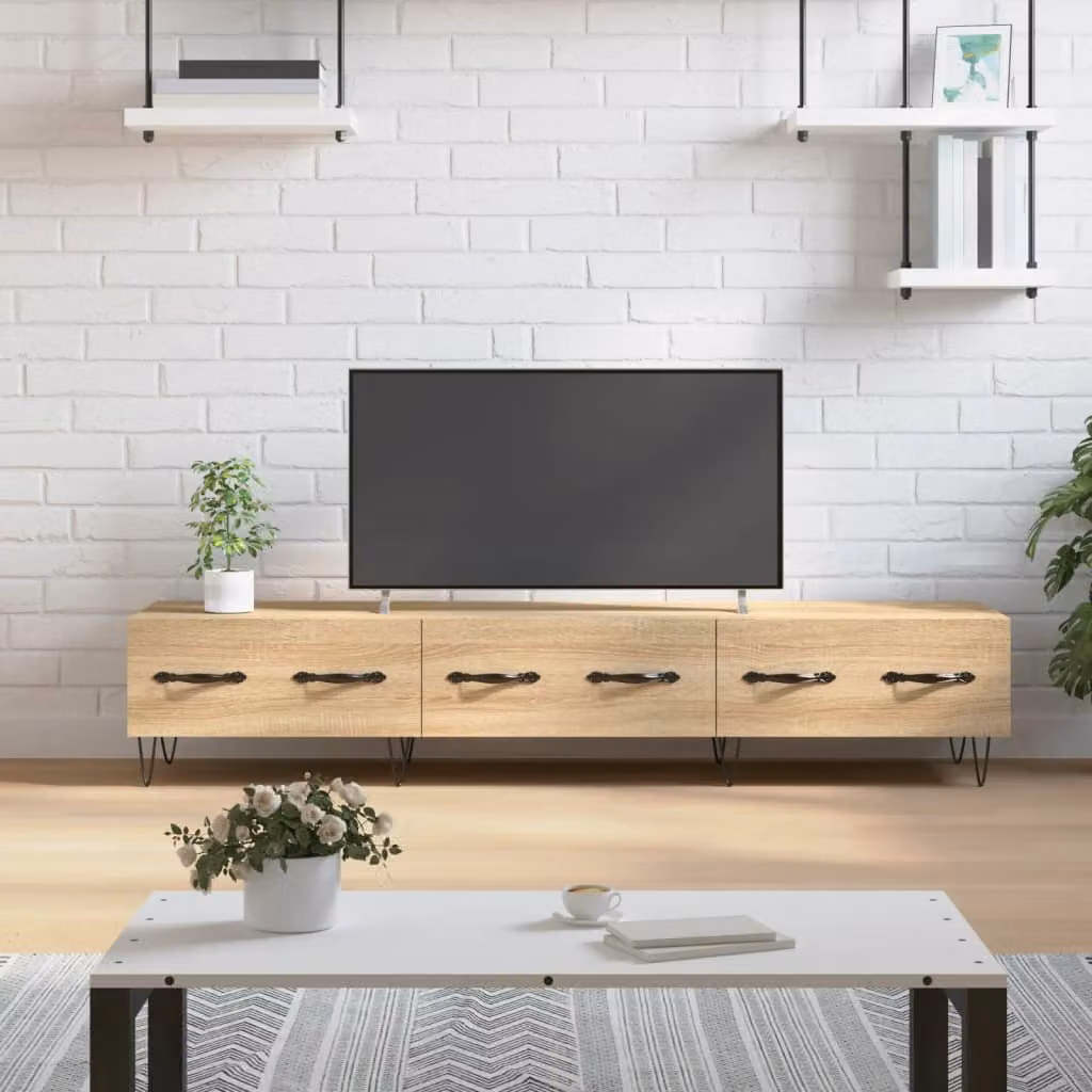 vidaXL Mobile Porta TV Moderno in Rovere Sonoma e Legno, Colore Marrone, L 150 x P 36 x H 30 cm