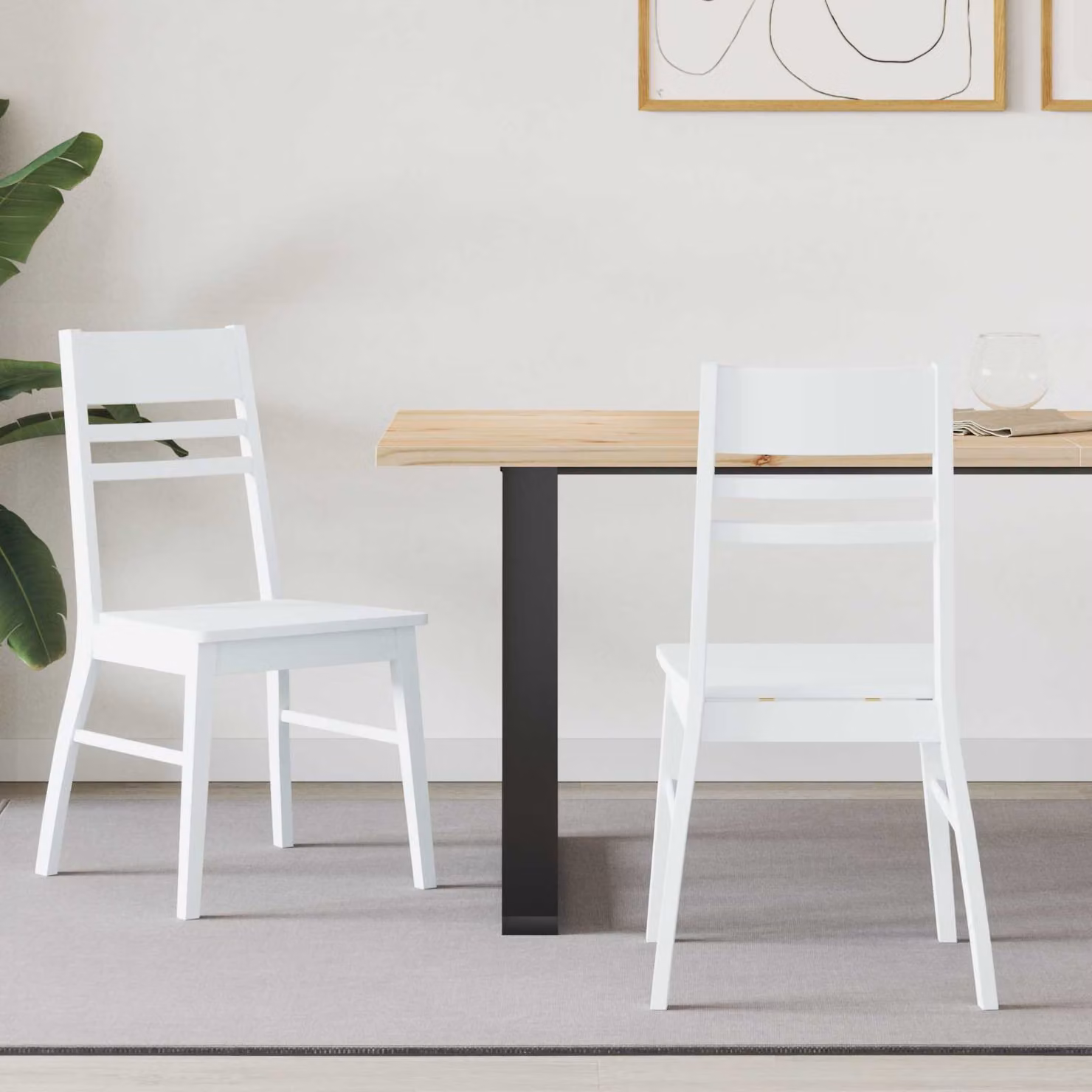 Set di 2 sedie da pranzo vidaXL in legno di gomma bianco L/P/H: 43 x 54 x 89 cm – 1