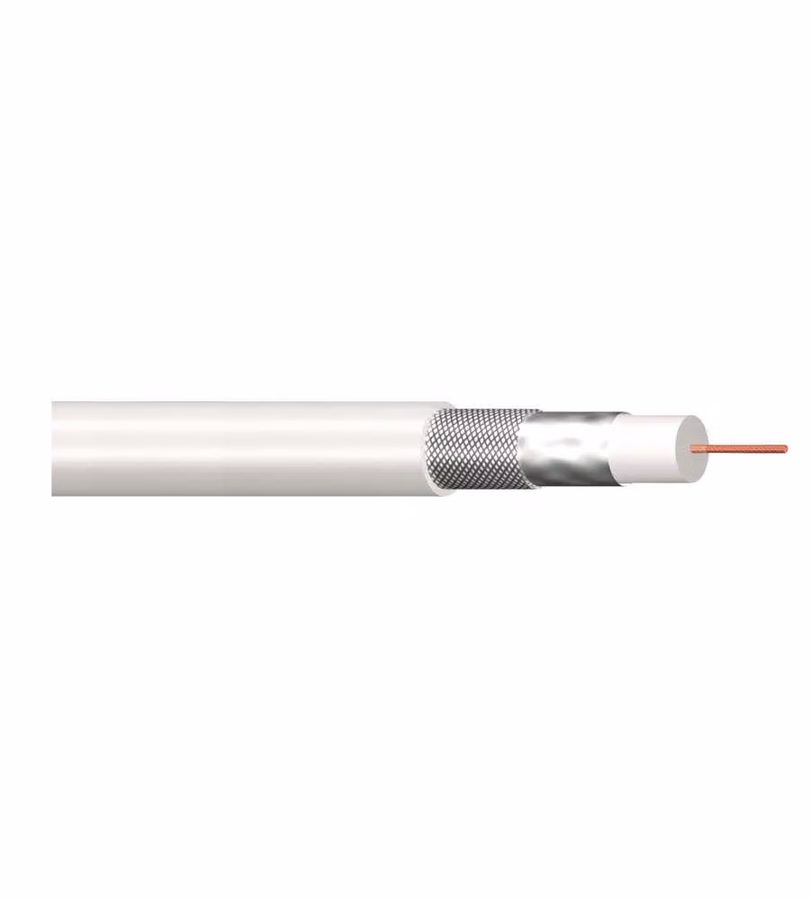 Poly Pool Cavo Coassiale TV 1m Bianco diam. 5,4mm per Antenna e Decoder