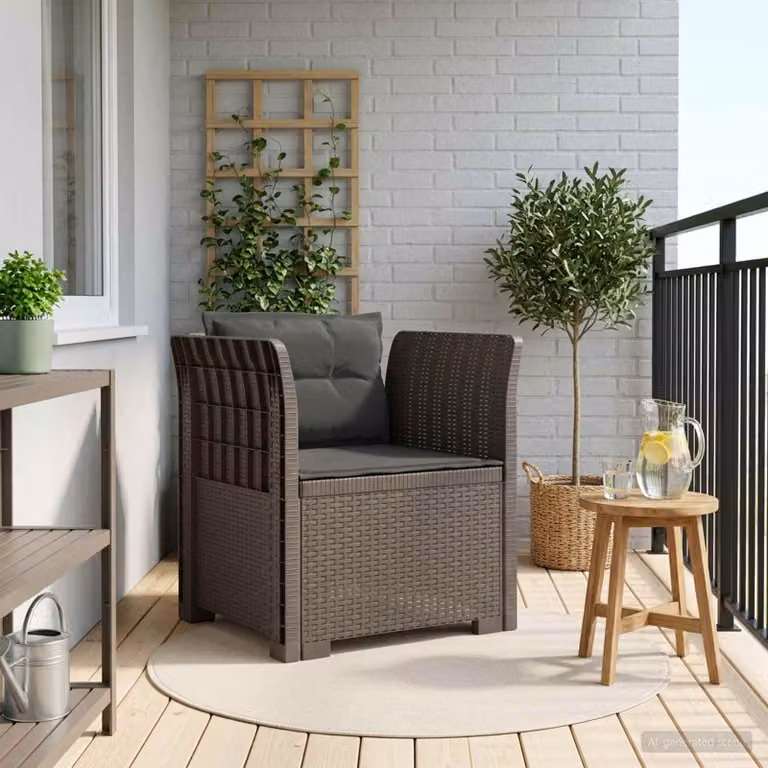 Poltrona a 1 Posto con Cuscini vidaXL in Effetto Rattan Grigio Antracite per Giardino e Balcone