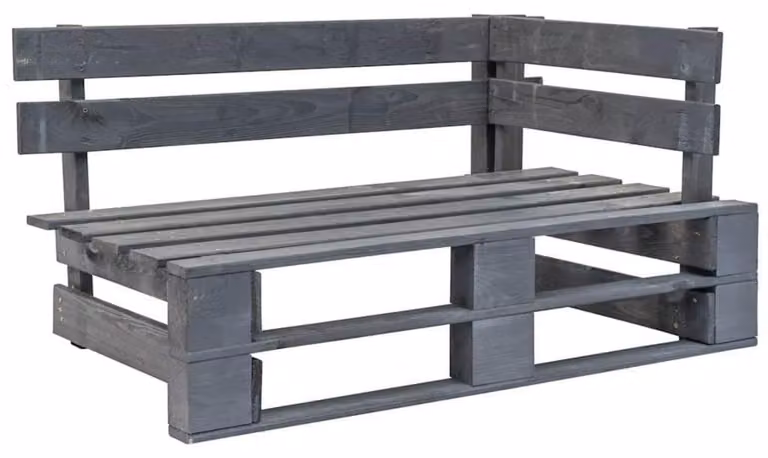 Panca da giardino in legno, panca angolare, panca per sedersi, panca per parchi, adatta per interni ed esterni, colore grigio