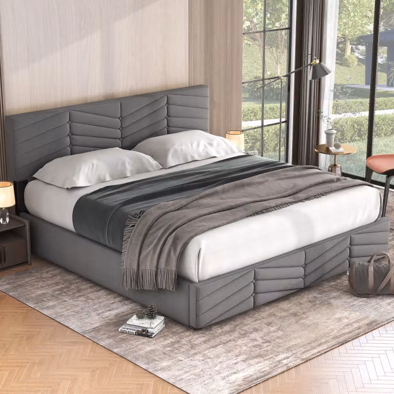 MODFU letto imbottito, letto matrimoniale, letto per ragazzi 180 x 200cm, letto funzionale idraulico con h