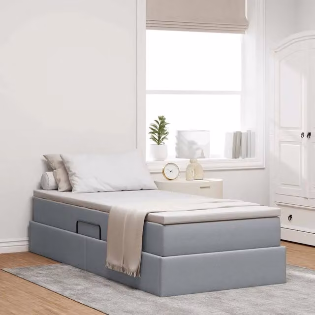 Letto con contenitore e materasso Grigio chiaro 90 x 200 cm 3370200