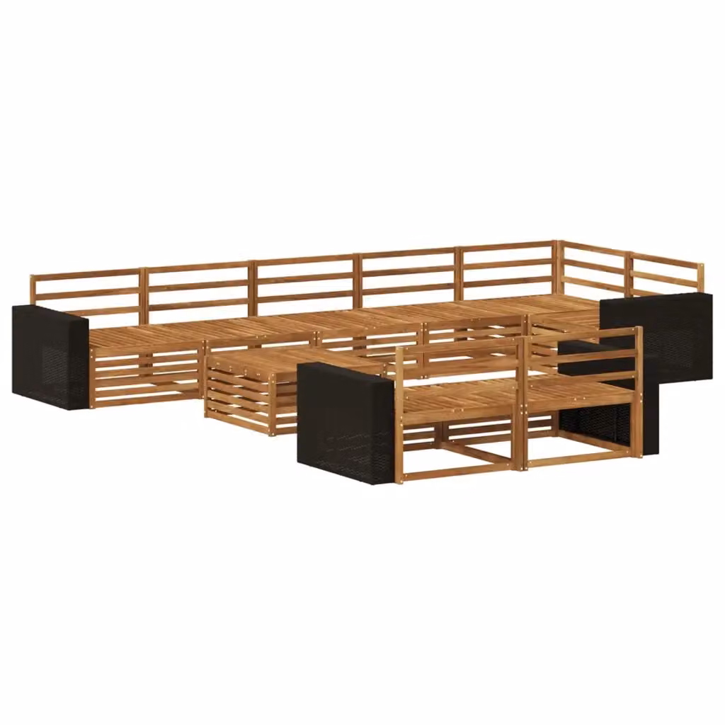 Set di divani da esterno a forma di U vidaXL in legno di acacia marrone con cuscini inclusi – 2