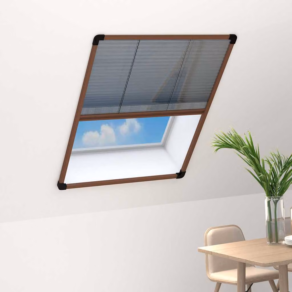 Zanzariera Plissettata per Finestre in Alluminio vidaXL Marrone 60x80 cm