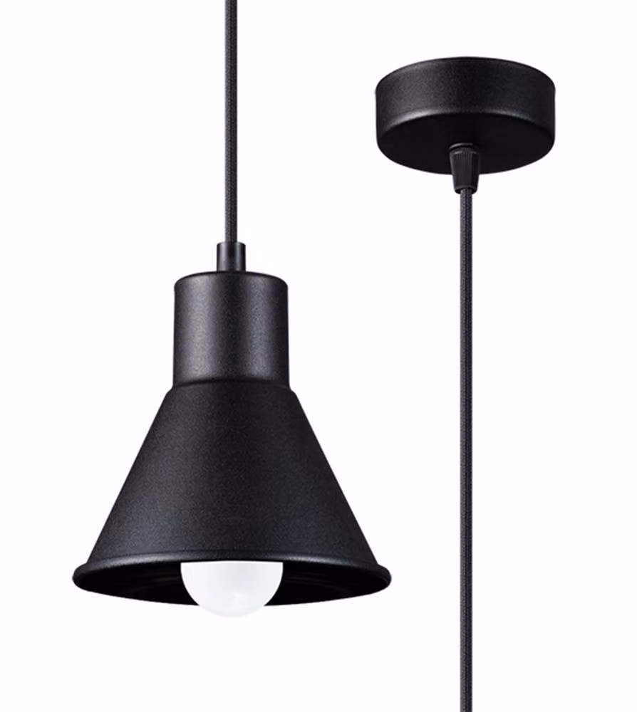 Lampada a sospensione TALEJA 1 nera [E27] 1xE27 15W acciaio 120x14x14cm Sollux Lighting