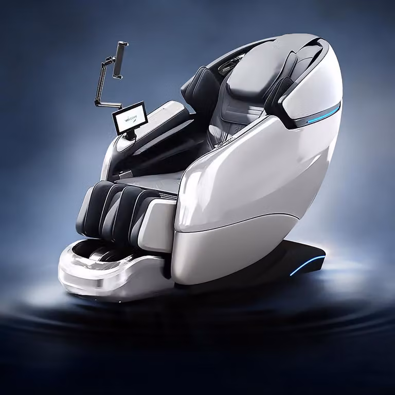 Lussuosa poltrona massaggiante 4D per tutto il corpo con guida intelligente SL, terapia del calore, Bluetooth e massaggio profondo Bianco L155xL76xH116cm /GH-G6Bai/