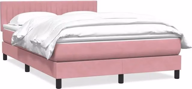 Letto con Giroletto a Molle e Materasso Ibrido vidaXL in Velluto Rosa e Bianco L/P/H: 144 x 88 x 223 cm