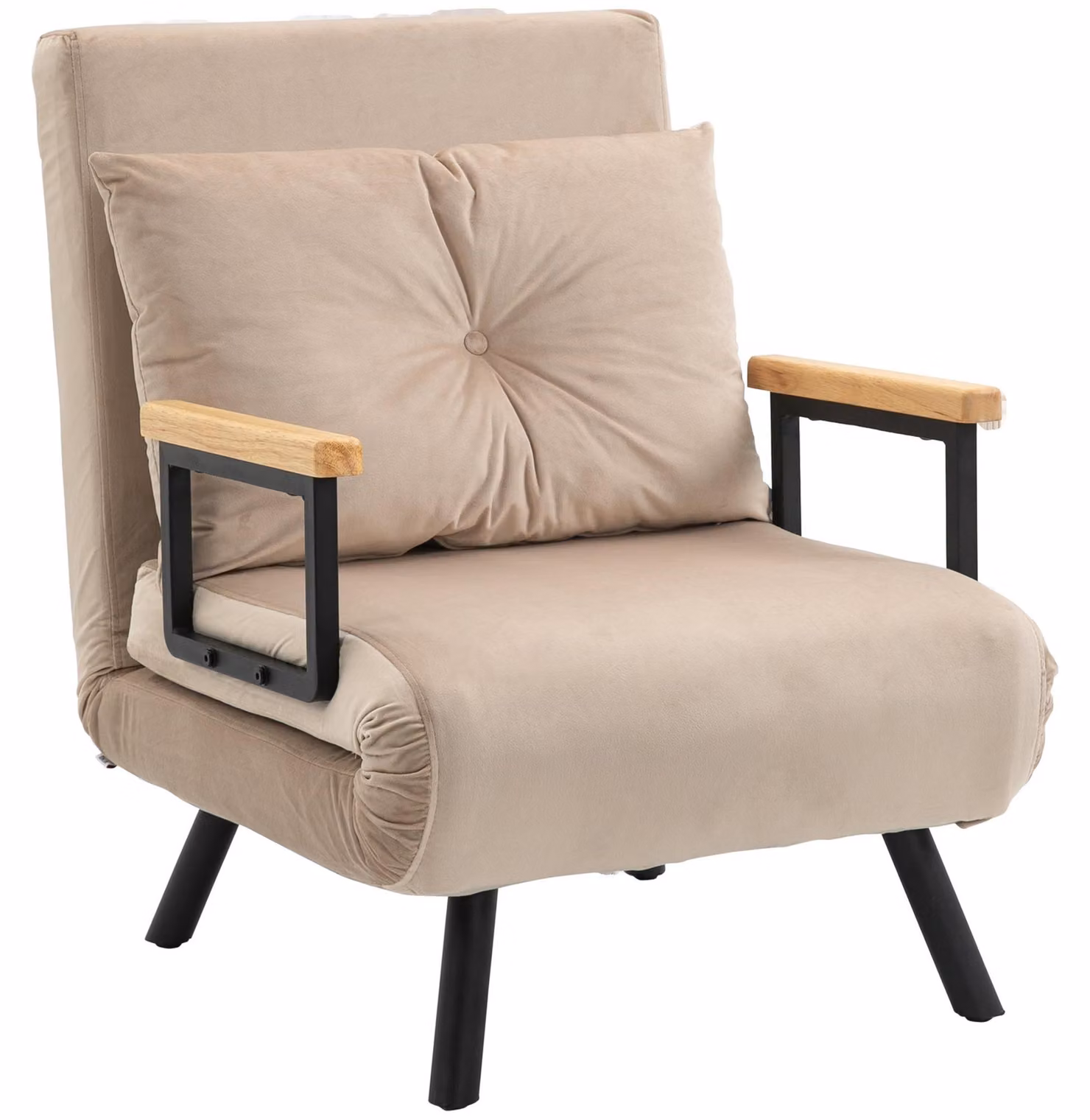 Poltrona relax - Poltrona reclinabile - Poltrona da lounge - Design scandinavo - Cuscino beige con bottoni