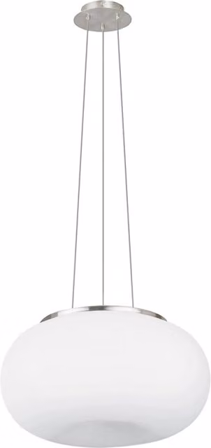 Lampadario a sospensione moderno Eglo Optica in acciaio argento e vetro bianco con 2 luci E27