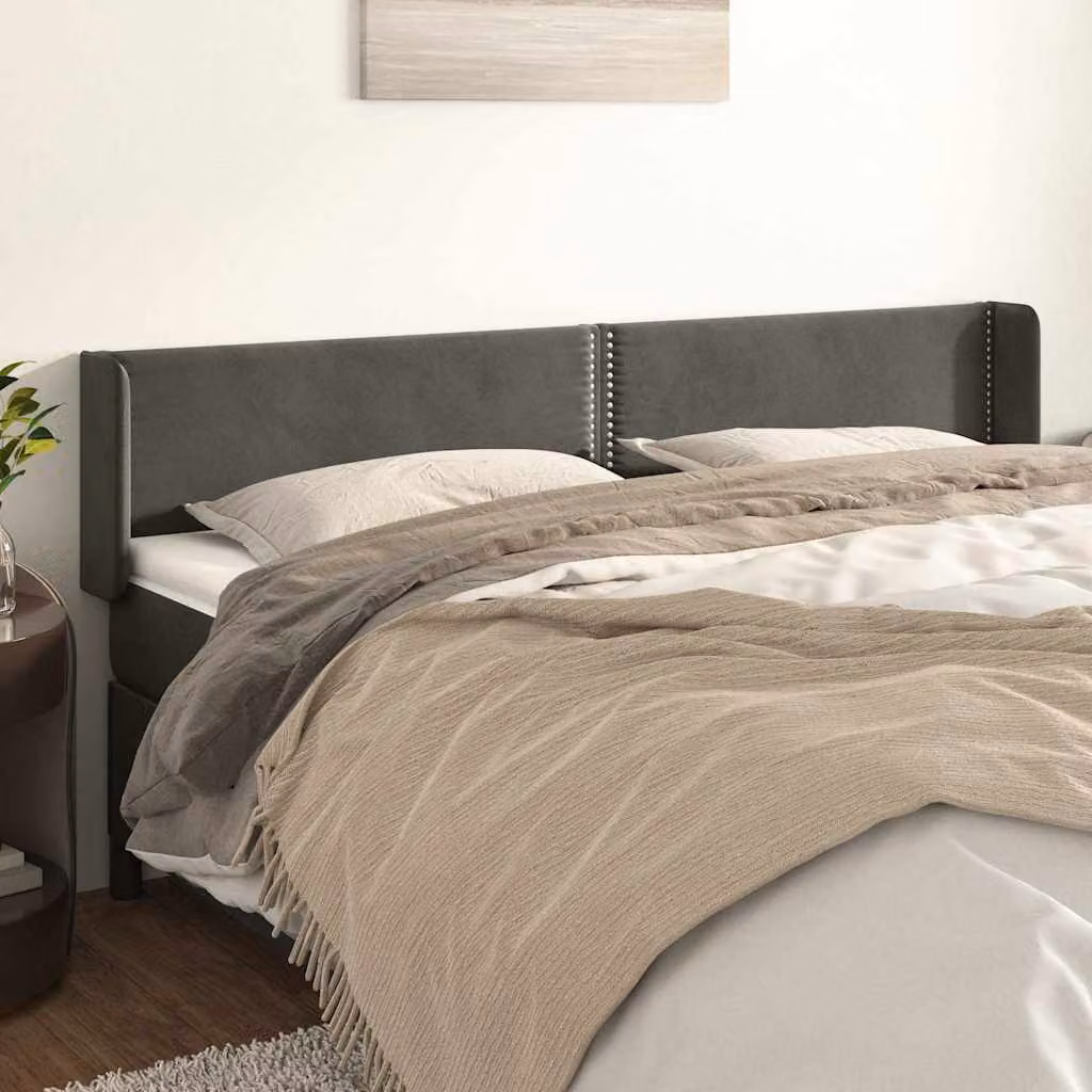 Testiera ad orecchio vidaXL in velluto grigio scuro L: 163 cm, P: 16 cm, H: 78-88 cm