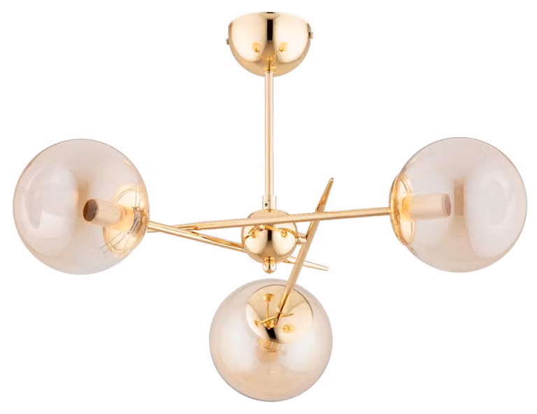 Lampada da soffitto PRIMERY oro-ambra 3xE14x10W in metallo, dimensioni: 35x58x58 cm, IP20, Alfa