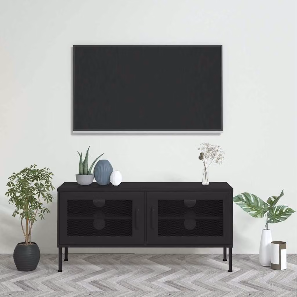 Mobile TV vidaXL Nero in Metallo L: 105 cm, P: 35 cm, H: 50 cm – 1