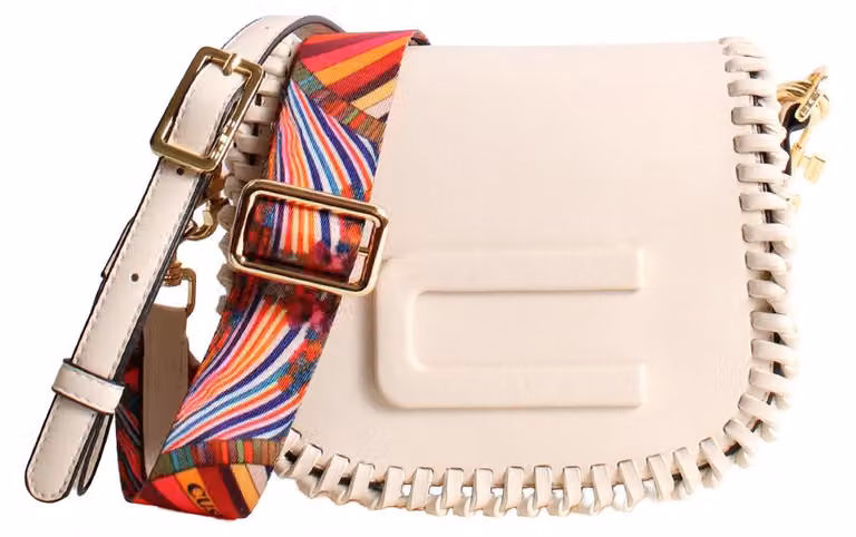 Borsa a tracolla da donna, modello Zelia Chic, in pelle nera, design vintage, con tracolla multicolore