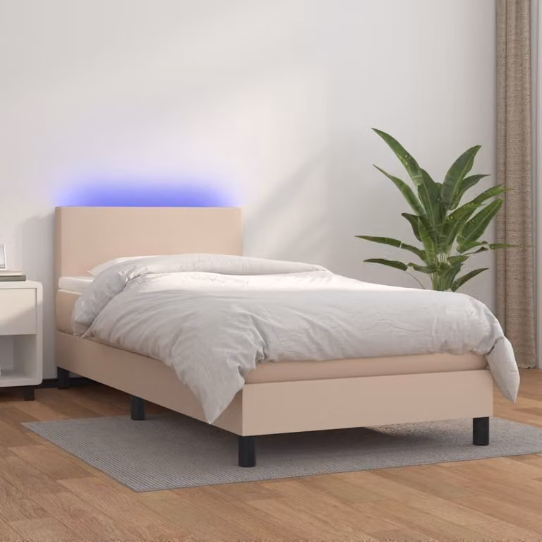 Maison Exclusive - Giroletto Molle Materasso e LED Cappuccino 90x200 cm Pelle finta
