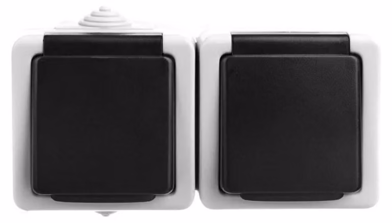 Presa di corrente doppia francese con protezione dei contatti TEKNO Kanlux 25357