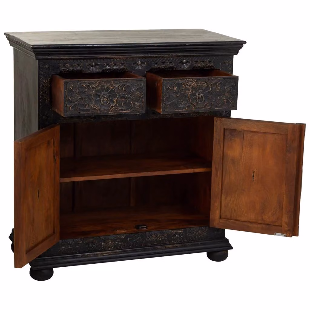 Credenza Wanderlust Deco in legno nero opaco L: 90 cm, P: 40 cm, H: 90 cm – 2