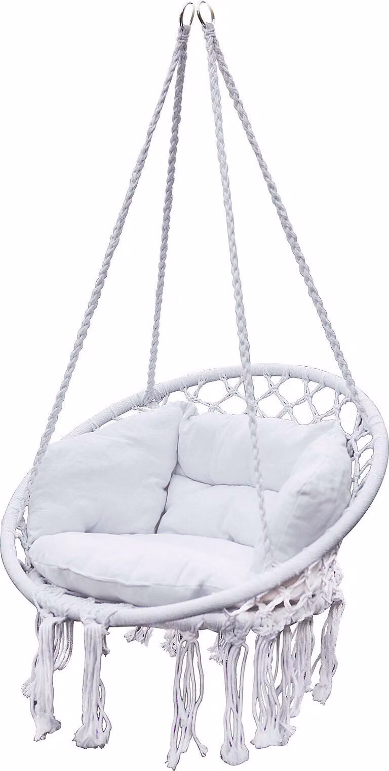 Poltrona sospesa Relax 80 x 60 cm - bianco - cesto sospeso con cuscino incluso per uso interno ed esterno