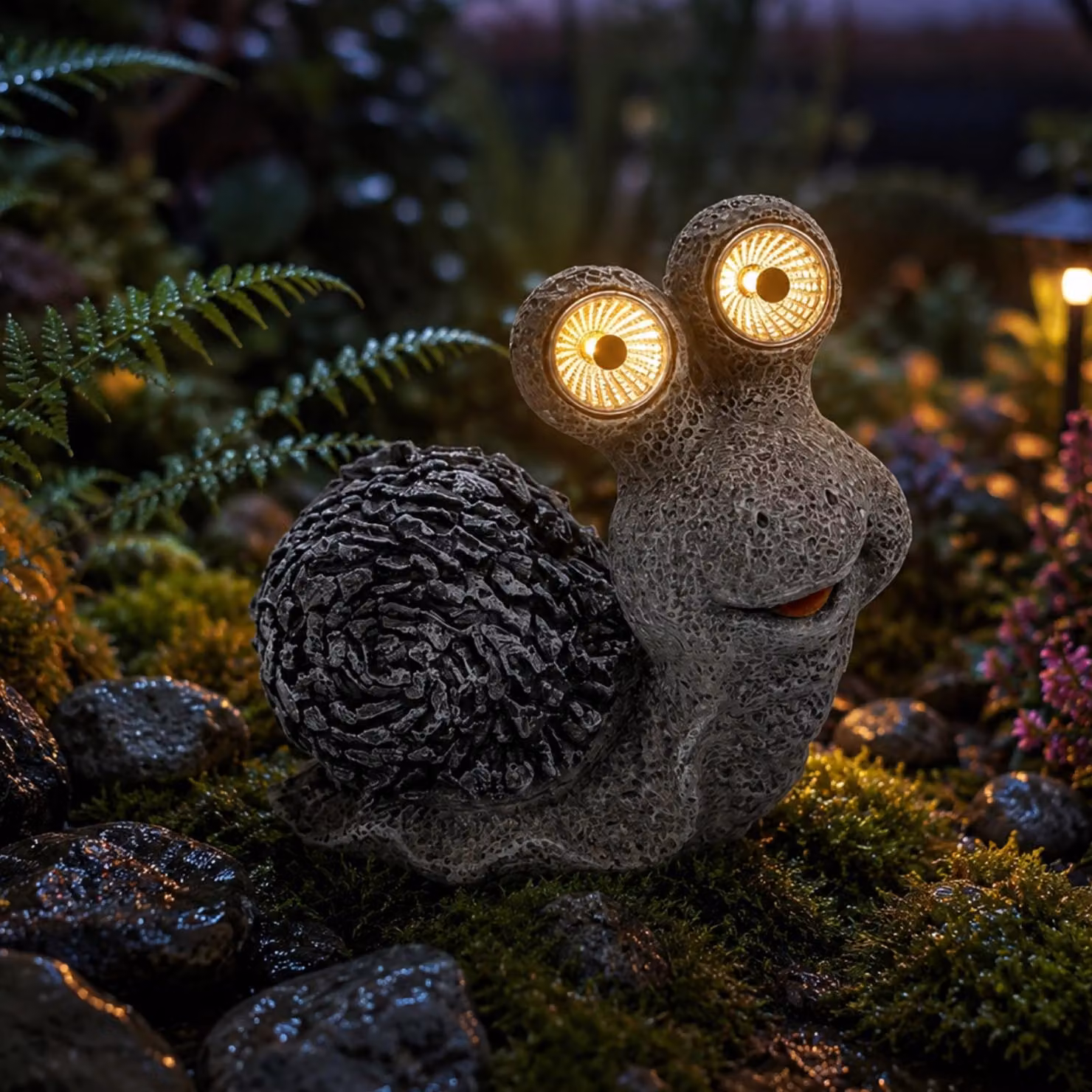 LUMILED Solar, lumina decorativa solare a forma di lumaca, adatta per l'esterno, grado di protezione IP44 (resistente agli schizzi), luce bianca calda 3000K, figura solare per decorazioni da esterno e giardino, lampada solare con luce LED, decorazione per