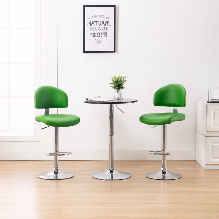 Set di 2 sgabelli da bar vidaXL in similpelle verde con base girevole a 360 gradi