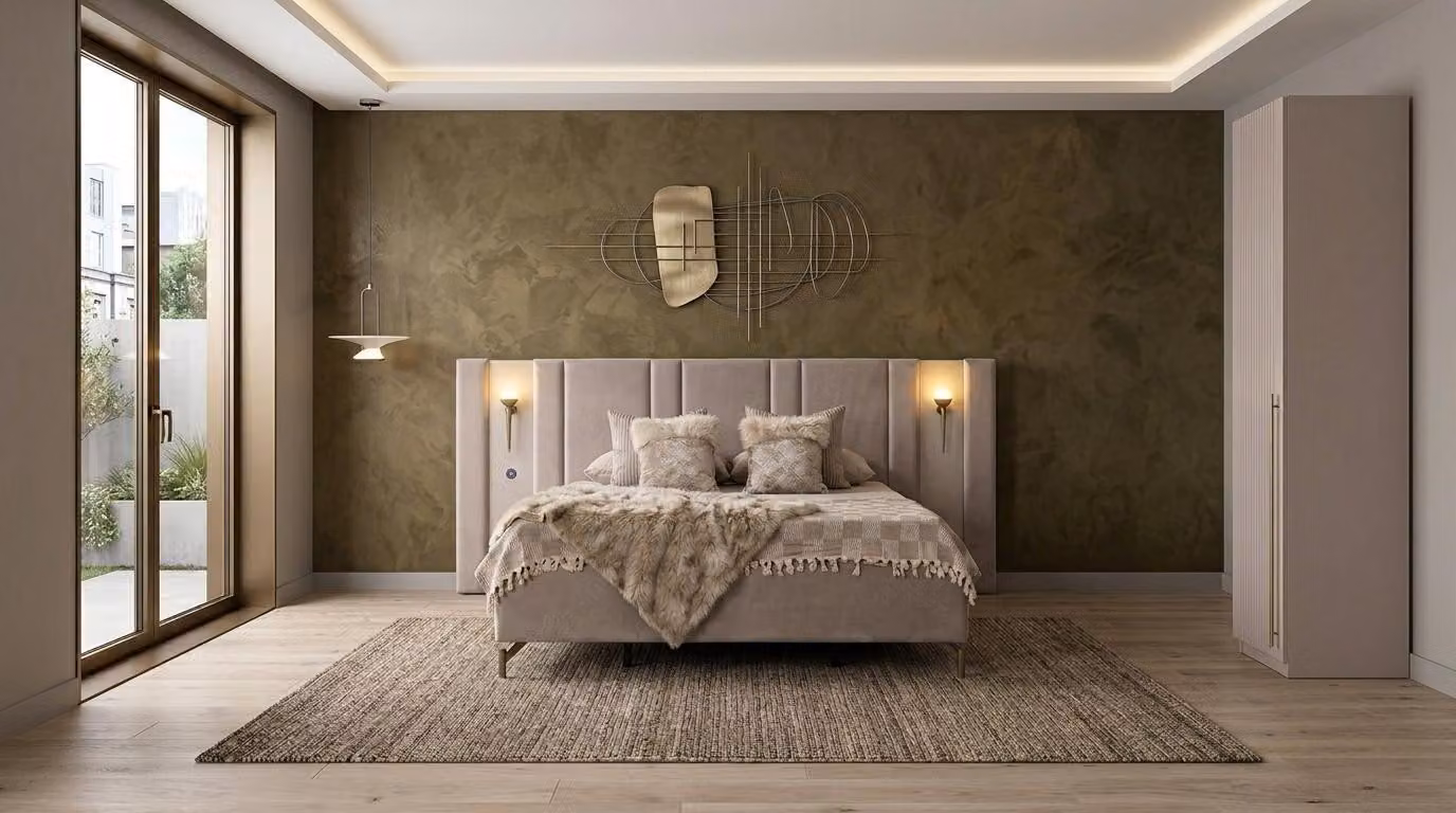 Armadio singolo, stile moderno, colore beige, design semplice e funzionale
