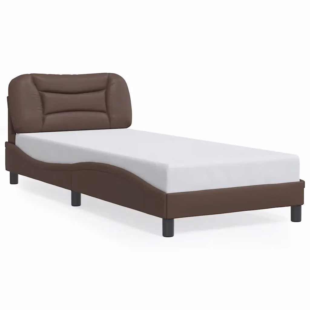 Giroletto senza materasso Hvar vidaXL in similpelle marrone, dimensioni 90x200 cm – 2