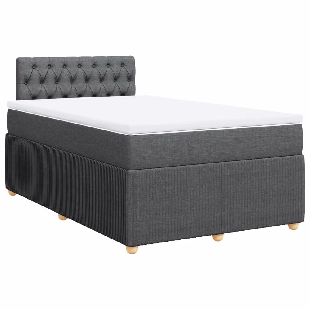 Giroletto a Molle con Materasso Grigio Scuro 120x190cm Tessuto