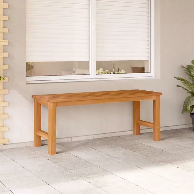 Panchina da giardino vidaXL in legno massello di teak marrone L: 114 cm, P: 40 cm, H: 45 cm – 1