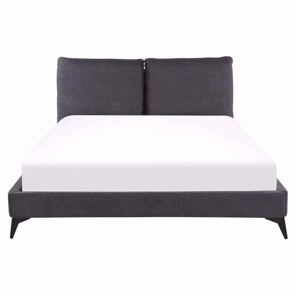 Letto imbottito moderno Beliani in tessuto velvet grigio con struttura in metallo L/P/H: 160 x 200 cm – 2