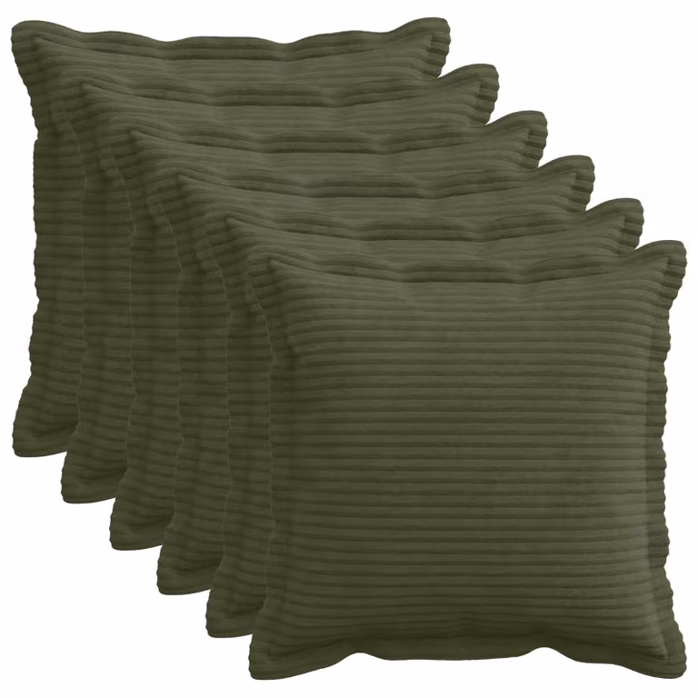 Set di 6 federe vidaXL HOUTEN in velluto a coste verdi, 50 x 50 cm