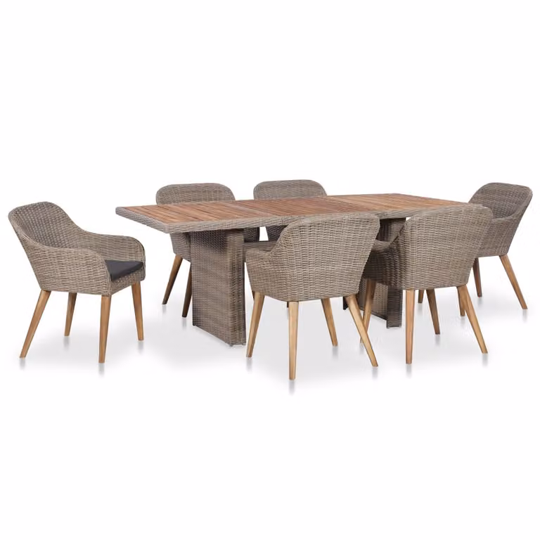 vidaXL Set da pranzo da giardino da 7 pezzi con cuscini in rattan sintetico