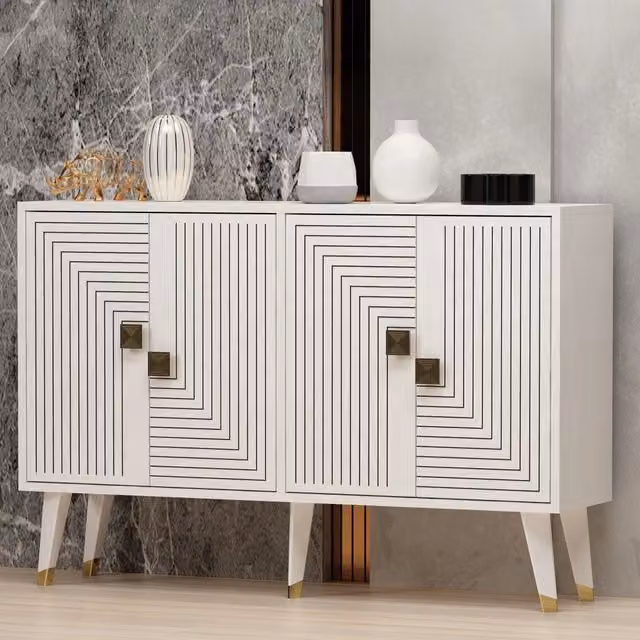 Madia Thiene, Credenza 2 Ripiani, 120x30x80h cm Bianco