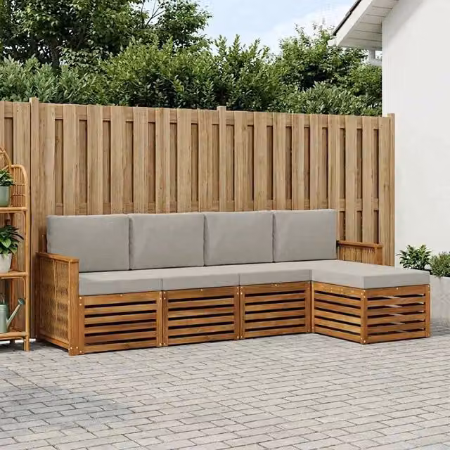 Set di divani da esterno 5 pz Naturale e Grigio Chiaro 3384237