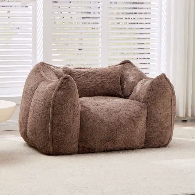 Poltrona Sacco Soft Body REDOM in Pelliccia Sintetica Colore Khaki
