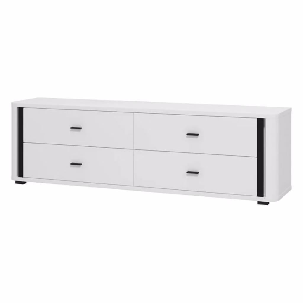 Mobile Porta TV Terenzo DMORA con 4 Cassetti, Bianco Opaco, L: 176.5 cm, P: 40 cm, H: 52 cm – 2