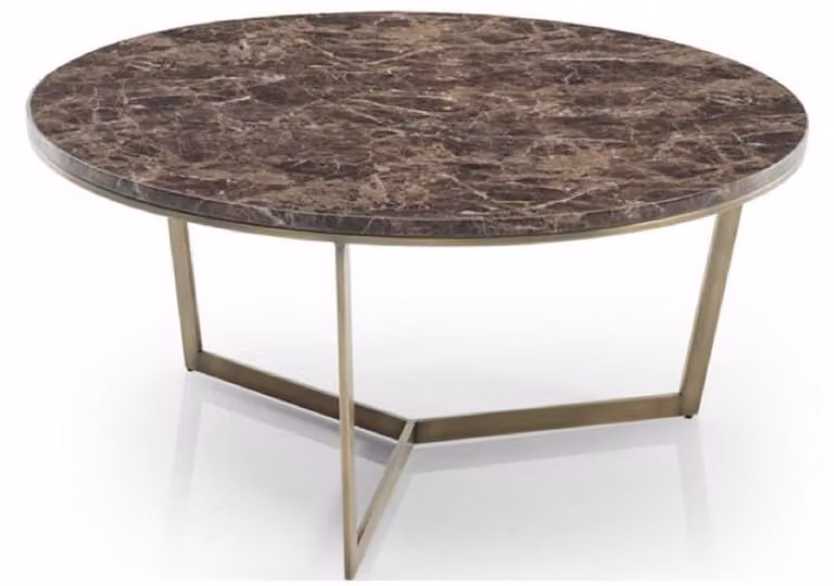 Tavolino Casa Padrino nero/ottone Ø 90 x H. 41 cm - Tavolo rotondo da salotto con piano in finto marmo - Mobili da salotto - Mobili per hotel - Mobili