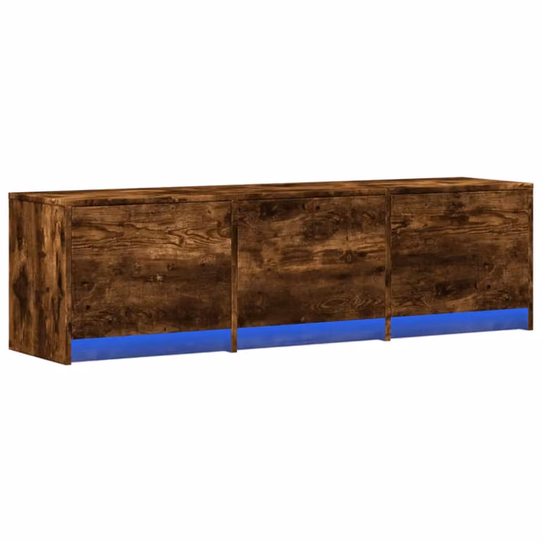 Mobile TV stand vidaXL in legno ingegnerizzato rovere fumé con illuminazione integrata L 140 x P 40 x H 34 cm
